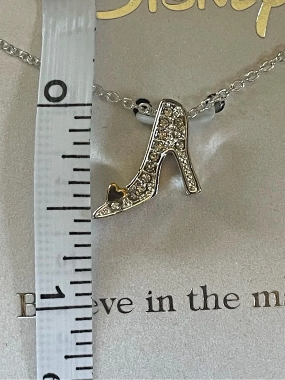 Disney Girls Silver Plated Cinderella Necklace, Genuine Crystal - NWT